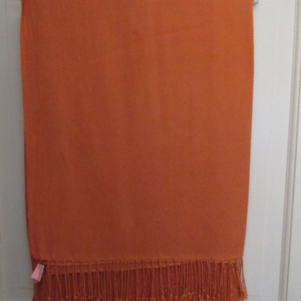 Large Pumpkin Orange Pashmina Wrap – Fringed – Lovely